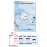 Plango Mavi Kuğu Spiralli Günlük Planlama Defteri - 100 Sayfa - 17X24 Planlayıcı Defter
