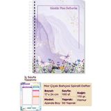 Plango Mor Çiçek Bahçesi Spiralli Günlük Planlama Defteri - 100 Sayfa - 17X24 Planlayıcı Defter
