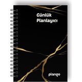 Plango Siyah - Gold Günlük Planlayıcı Defter - Daily Planner - Ders Çalışma Planlayıcı Defteri - Planlama Defteri