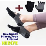 Plankton Tasarım Beş Parmaklı Yoga/Pilates Çorabı (Kaydırmaz) - Standart - Siyah
