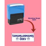 Plankton Tasarım Öğretmen Kaşesi - Tamamlanmamış Ödev, 912 (51mm*19mm) Otomatik Kaşe - Mavi