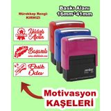 Plankton Tasarım Öğretmen Motivasyon Kaşe Seti, 911 (16mm*41mm) Kırmızı Keçeli Otomatik Kaşe - Yıldızlı Aferin-Başarılı-Eksik Ödev
