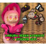Plankton Tasarım Squid Game Labubu Kıyafeti ve Aksesuar - Sticker Seti Hediye (Bebek dahil değildir) - Çok Renkli