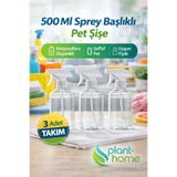 plant-home 3 Adet Boş Şeffaf Sprey Şişe Seti - Kimyasallara Dayanıklı 500 ml Fısfıs Şişe