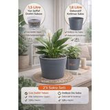 Plant Home Power Mix 2’li Saksı Seti | 15 Pot Yarı Şeffaf Üretim Saksısı + 1,8 L Gri Dekoratif Kırılmaz Dış Saksı