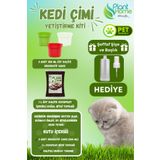 Plant Home Power Mix Kedi Çimi Yetiştirme Seti – Saksı, Cocopeat Toprak ve Buğday Tohumu | %100 Doğal 3’lü Kit