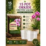 Plant Home Power Mix Orkide Toprağı 5 Litre ve / 2 Adet 15 Pot Orkide Üretim Saksısı