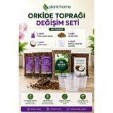 Plant Home Power Mix Orkide Toprağı Değişim Seti – İthal Çam Kabuğu, Coco Cips, Kil Bilyesi ve Şeffaf Saksı Seti