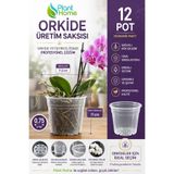 Plant Home Power Mix Orkide Üretim Yetiştirme Saksısı 12 Pot 0.75lt Şeffaf Plastik Saksı - 1 Adet
