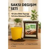 Plant Home Power Mix Saksı Değişim Seti – 10 Litre Böcek Sinek Yapmayan Organik Çiçek Toprağı + 9,5 Litre Dekoratif Saksı