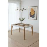 PLASMOB 70X120 Mutfak Masası Atlas Serisi Balkon Masası (Sadece Masa)-Traverten/Beyaz 70 x 120