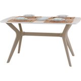 PLASMOB 80X120 MDF Mutfak Masası (Sadece Masa) Salon Masası Balkon Masası Viktoria Serisi-Traverten/Capiçino