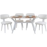Plasmob 80X120 Mutfak Masa Takımı 1 Masa + 4 Ahşap Sandalye Salon Masası Viktoria Model-Traverten