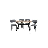PLASMOB 80x120 Mutfak Masası Takımı 1 Masa + 4 Sandalye Salon Masası Viktoria Model-Ceviz/Siyah