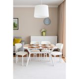 PLASMOB 80x120 Mutfak Masası Takımı 1 Masa + 4 Sandalye Salon Masası Viktoria Model-Traverten/Beyaz