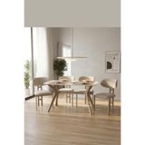 PLASMOB 80x120 Mutfak Masası Takımı 1 Masa + 4 Sandalye Salon Masası Viktoria Model-Traverten/Capiçino
