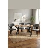 PLASMOB 80x140 Mutfak Masa Takımı 1 Masa + 4 Sandalye Salon Masası Viktoria Model-Siyah/Ceviz Masa