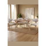 PLASMOB 80x140 Mutfak Masası Takımı 1 Masa + 4 Sandalye Salon Masası Viktoria Model-Siyah/Ceviz Masa