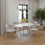 Plasmob 80X140 Traverten Salon ve Mutfak Masası Viktoria Model - Krem - Beyaz