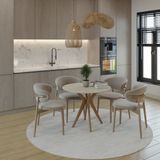 Plasmob 90X90CM Yuvarlak Masa Traverten-Ceviz Mutfak Masası-Balkon Masası Pera Model - Krem - yok
