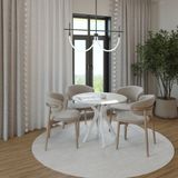 Plasmob 90X90CM Yuvarlak Masa Traverten Mutfak Masası-Balkon Masası Pera Model - Beyaz - yok