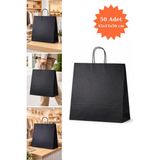 Plas+Plus Elit Burgu Saplı Kraft Çanta Siyah Fsc Sertifikalı Kağıt Poşet Butik Hediye Torbası 45X15X50 cm 50LI - 50 Adet
