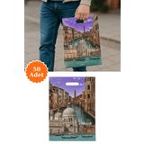 Plas+Plus Güçlendirilmiş El Geçmeli Takviyeli Mağaza Poşeti İtalya Venedik Baskı No3 32x42 cm 50Li