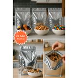 Plas+Plus Kilitli Metalize Flat Bottom Kahve Kuruyemiş Bakliyat Kedi Kumu Yem Saklama Torbası 30X20CM 25LI