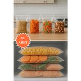Plas+Plus Kilitli Şeffaf Saklama Torbası Buzdolabı Gıda Çerez Bakliyat Kına Hediyelik Poşet 29,5x23 cm 50 Adet