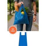 Plas+Plus Mavi Atlet Poşet Market Bakkal Manav Mağaza Alışveriş Taşıma Torbası 43X90 cm 50 Adet