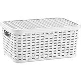 Plastart Kapaklı Rattan Sepet | 5 Lt. - Beyaz