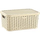 Plastart Kapaklı Rattan Sepet | 5 Lt. - Krem Rengi
