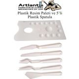 Plastik 13 Hazneli Resim Paleti ve 5 li Plastik Spatula 1 Paket Ressam Paleti Sanatsal Esnek Plastik Palet Bıçağı