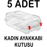 Plastik 5 Adet Şeffaf Kadın Ayakkabı Saklama Kutusu