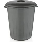 Plastik 50 Litre Battal Kapaklı Kulplu Çöp Kovası Gri My Lotus