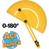 Plastik Açı Bulucu Gönye 0-180° Derinlik Kare Köşe Cetvel Ölçme Kaynakçı Mimar Marangoz Çizim