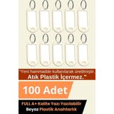 Plastik Anahtarlık Etiket Kimlik İsimlik Yazı Yazmalık Emlakçı Anahtarlığı Beyaz Renkli 100 Adet