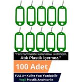 Plastik Anahtarlık Etiket Kimlik İsimlik Yazı Yazmalık Emlakçı Anahtarlığı Yeşil Renkli 100 Adet