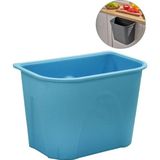 Plastik Askılı Kapaksız Mutfak Banyo Çöp Kutusu Kovası 6 Litre Mavi