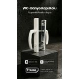 Plastik Banyo, Tuvalet, WC Kapı Kolu, PVC Pimapen, Beyaz, (1 Takım) FUMA-KAPIKOLU-TEKLİ