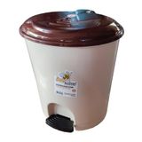 Plastik Basmalı Pedallı Açılır Kapak Çöp Kutusu Kovası / 7 Litre / Krem - 22 X 24 X 26 Cm.
