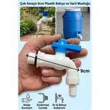 Plastik Bilyali Bahce Musluğu 1/2 Küresel Aç Kapa Musluk Başlığı Bidon Musluğu Pvc Musluk 9Cm