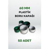 Plastik Boru Kapağı 60 MM (50 Adet) - Açık Gri