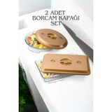 Plastik Buhar Kanallı Dikdörtgen Yuvarlak Ikili Borcam Kapağı Seti - Gold