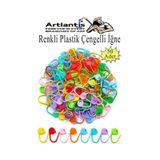 Plastik Çengelli İğne 50 li 1 Paket Örgü Ayracı Renkli Oval Çengelli İğne Klips İlmek Sabitleyici Belirleyici İp Tutucu
