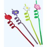 Plastik Çiçek Figürlü Pipet 4’lü Set – Renkli ve Dekoratif