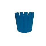 Plastik Çit Desenli Saksı, Mavi, Yuvarlak, İç ve Dış Mekan Kullanımı için 13x12 cm