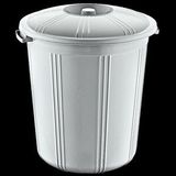 Plastik Fıçı Tip Kapaklı Yuvarlak Klasik Çöp Kovası Kutusu Konteyneri - 42-46-42 Cm. - 50 Litre Beyaz
