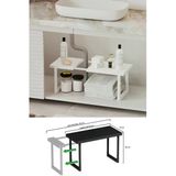 Plastik Genişletilebilir Raf Ayarlanabilir Düzenleyici Mutfak Banyo Düzenleyici - Tek Katlı Beyaz