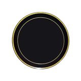 Plastik Gold Renk İşlemeli Siyah Tabak 26 cm - 6 Adet